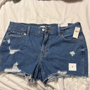 Old Navy Blue Distressed Boyfriend Denim Shorts with Frayed Hem